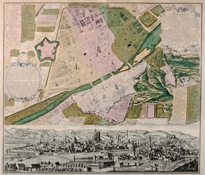 Mapa de Florencia con una vista perspectival, 1750